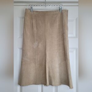Karen Kane Tan Genuine Suede Tulip Midi Skirt - Size 10
